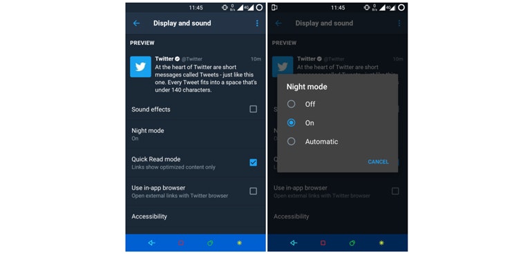 twitter night mode